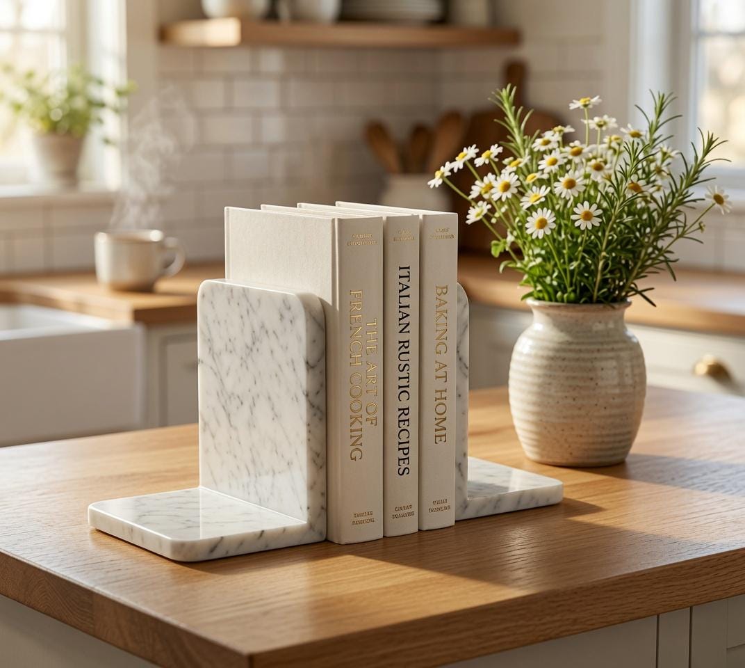 Bianco Carrara Marble Bookends(set of two)a beautiful gift for book lovers as well as anyone who wants an elegant touch for desk or shelf