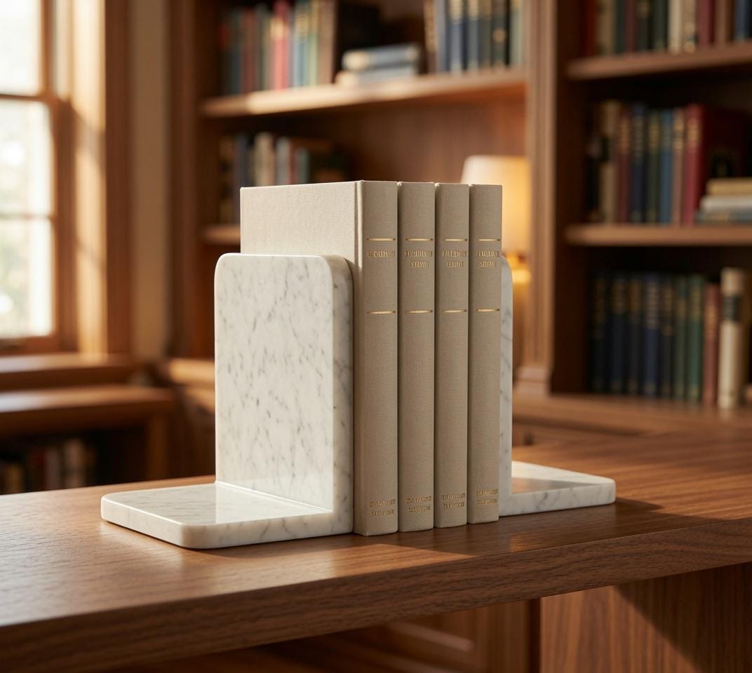 Bianco Carrara Marble Bookends(set of two)a beautiful gift for book lovers as well as anyone who wants an elegant touch for desk or shelf