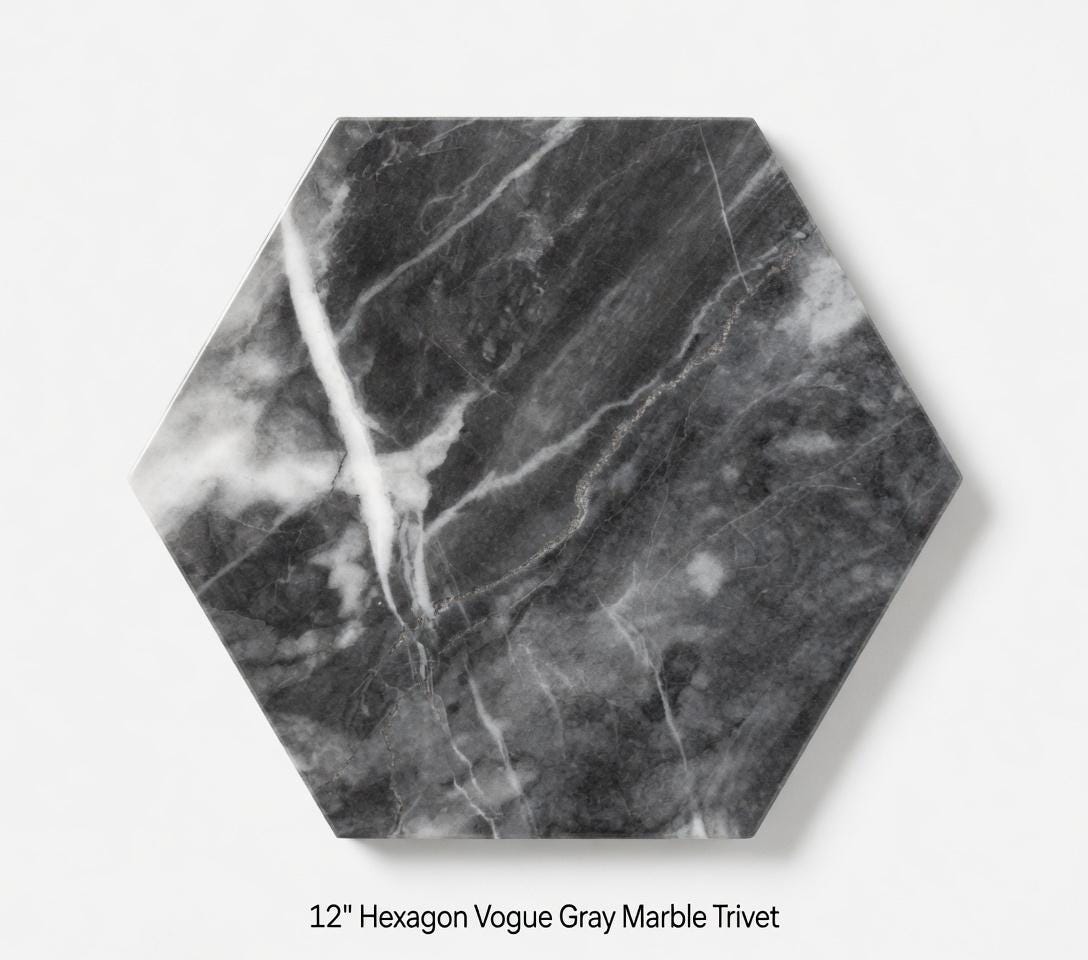 Vogue Gray Marble  Handmade Tray/Trivet Available in various shapes and sizes 6" to 17 1/2" perfect centerpiece Free Shipping