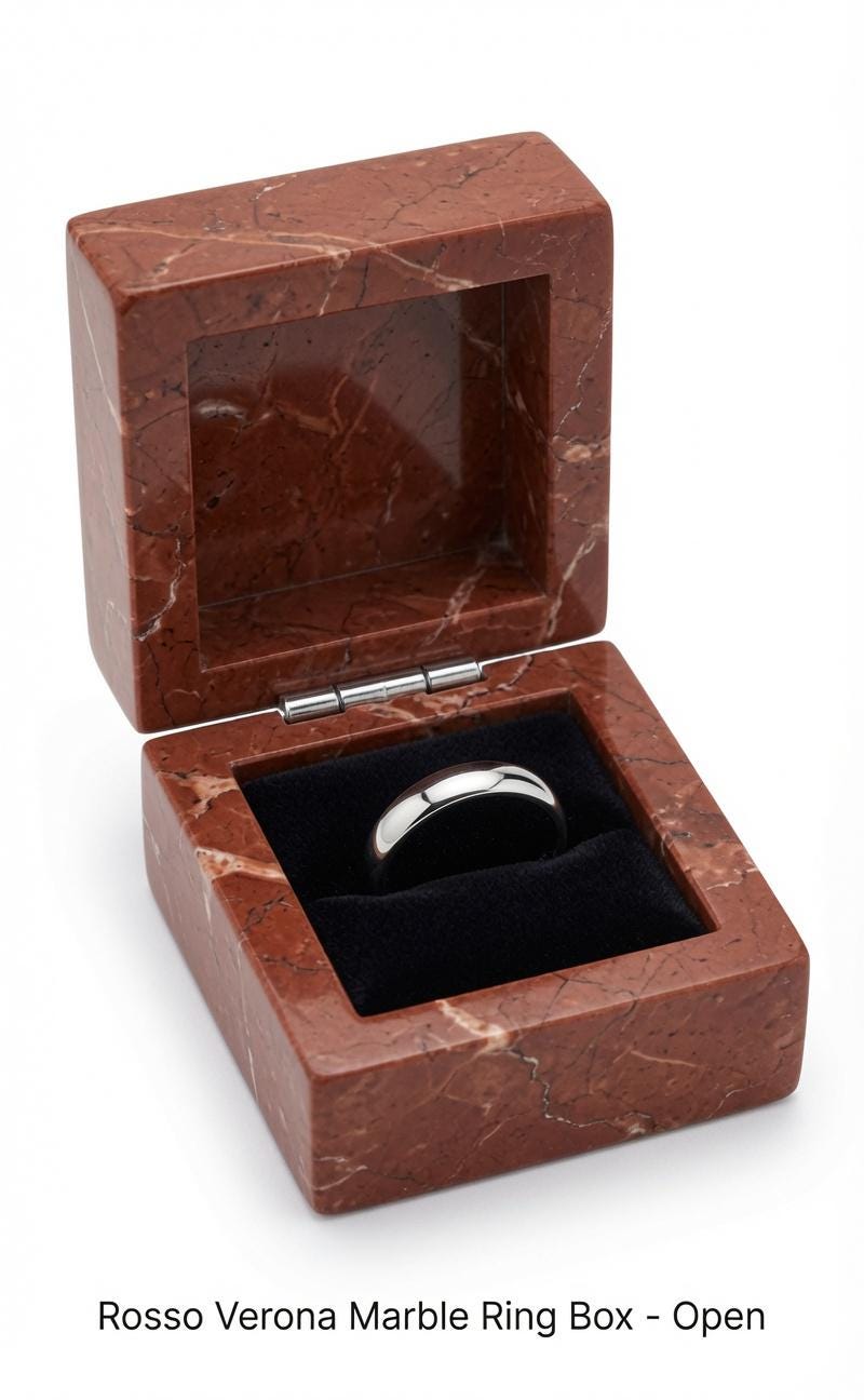 Rosso Verona Ring Box a beautiful box perfect for a proposal or display FREE SHIPPING a perfect keepsake that will be treasure forever