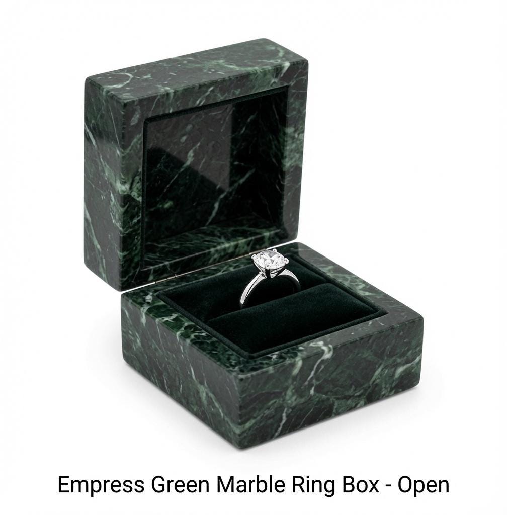 Empress Green Marble Ring Box a beautiful box perfect for a proposal or display a perfect keepsake that will be treasured FREE SHIPPING