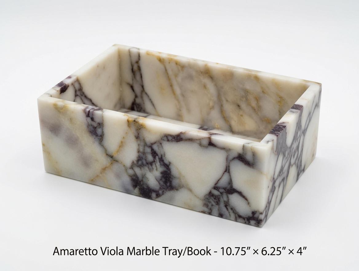 Amaretto Viola Marble tray/box 10 3/4" × 6 1/4" height 4" a perfect elegant storage box for office kitchen or anywhere free shipping