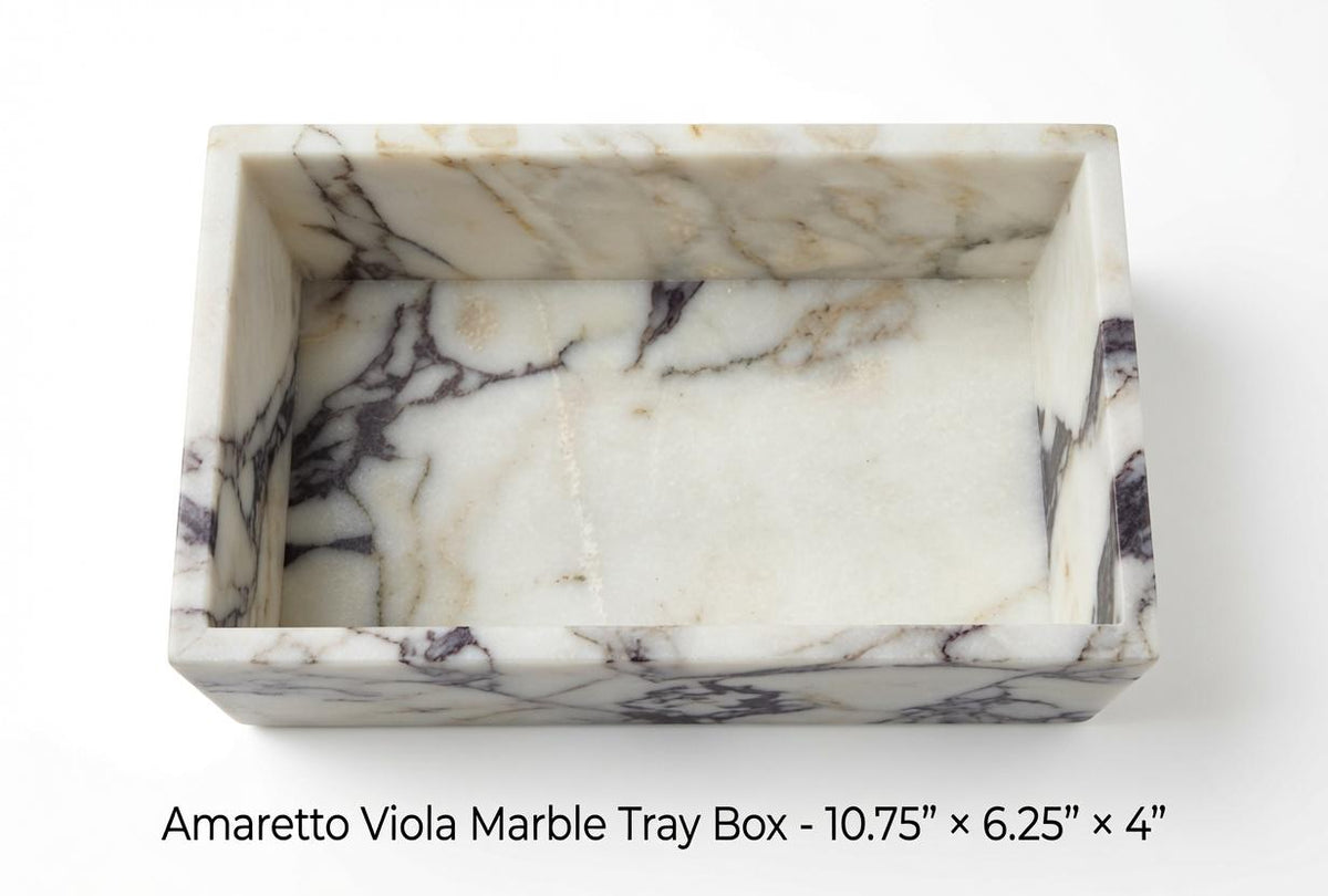 Amaretto Viola Marble tray/box 10 3/4" × 6 1/4" height 4" a perfect elegant storage box for office kitchen or anywhere free shipping