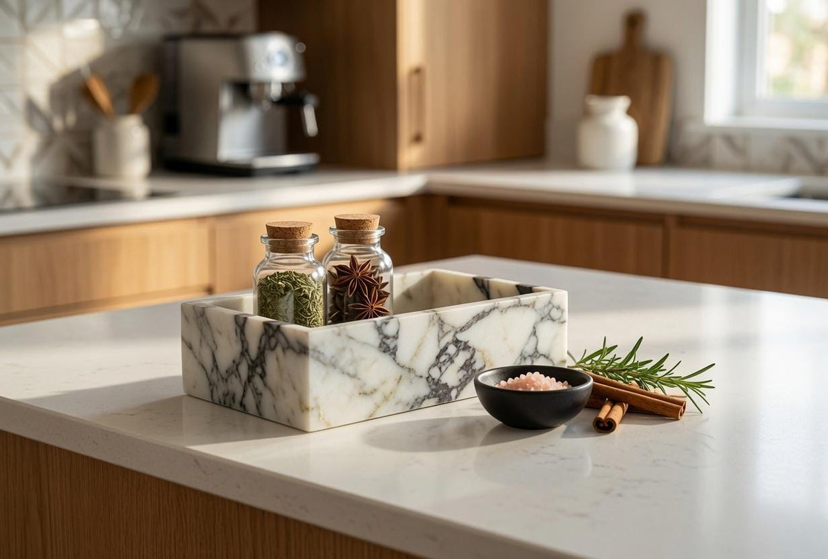 Amaretto Viola Marble tray/box 10 3/4" × 6 1/4" height 4" a perfect elegant storage box for office kitchen or anywhere free shipping