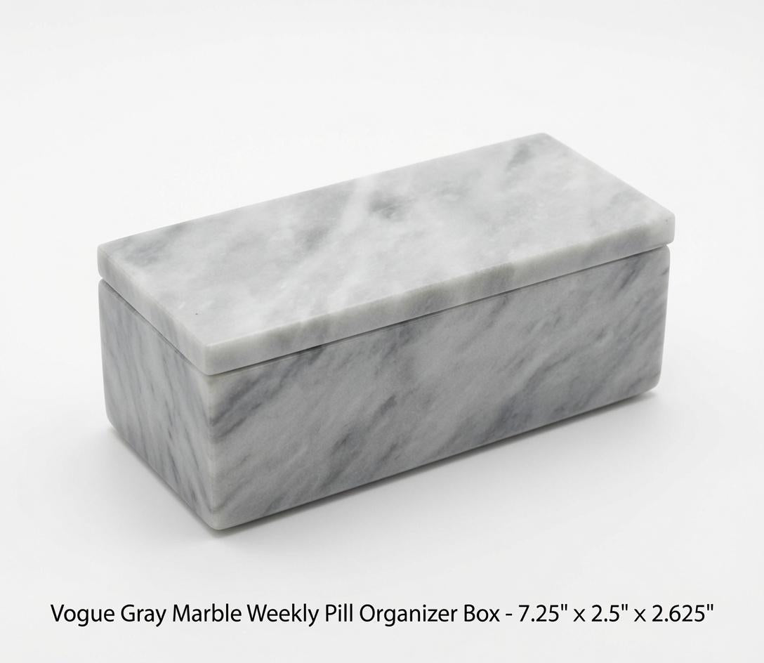 Vogue Gray Marble box container box 7 1/4"×2 1/2" height 2 5/8" with weakly pill organizer FREE SHIPPING