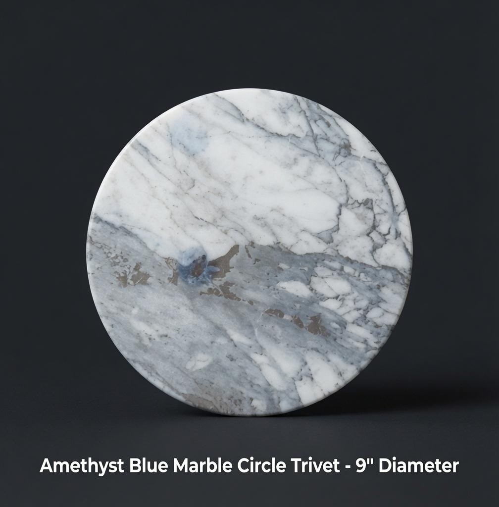 Amethyst Blue Marble Trivets,  Hot plate. Perfect to protect your table from hot pans 9" available in 3 shapes. circle, square, hexagon.