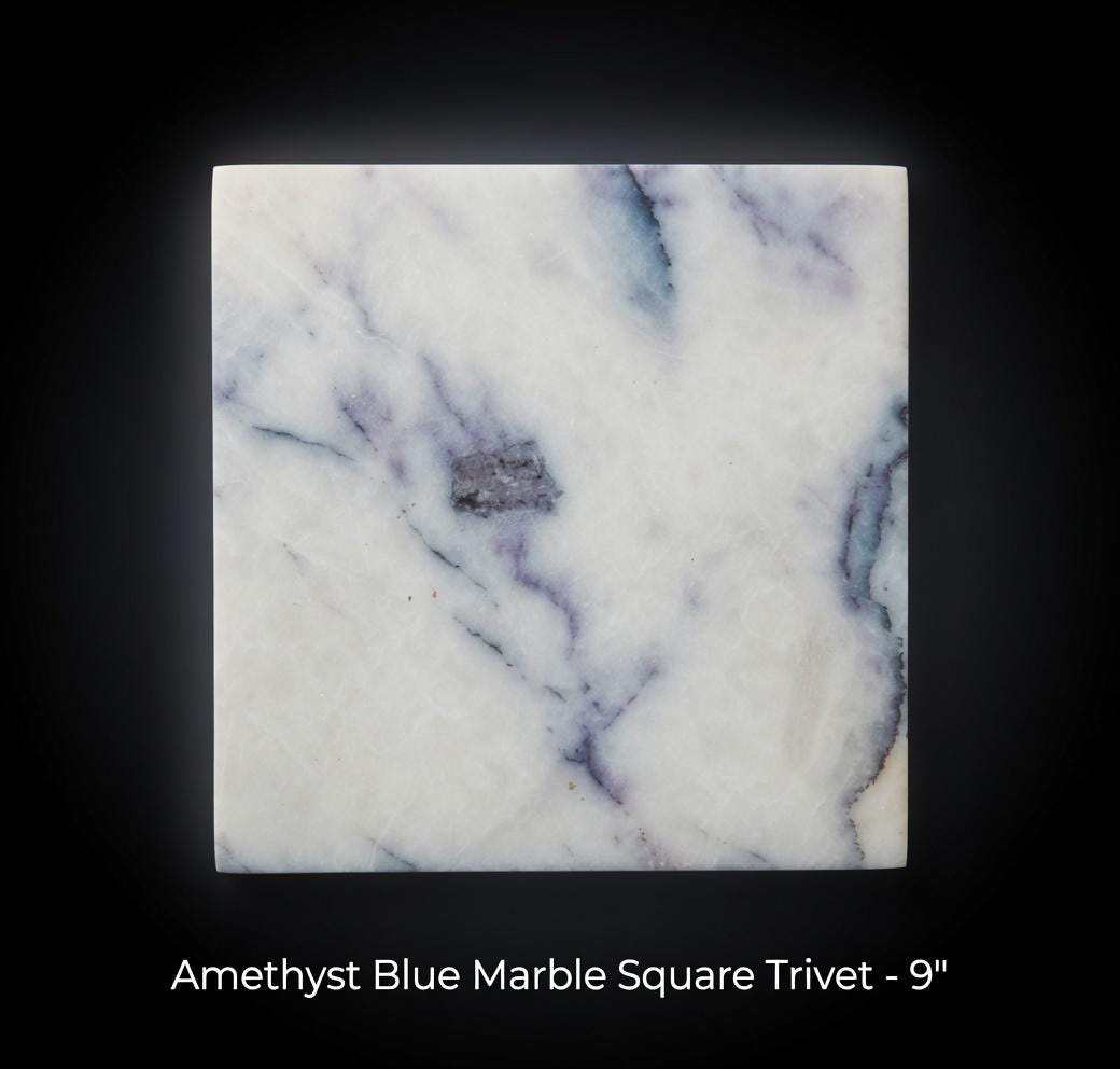 Amethyst Blue Marble Trivets,  Hot plate. Perfect to protect your table from hot pans 9" available in 3 shapes. circle, square, hexagon.