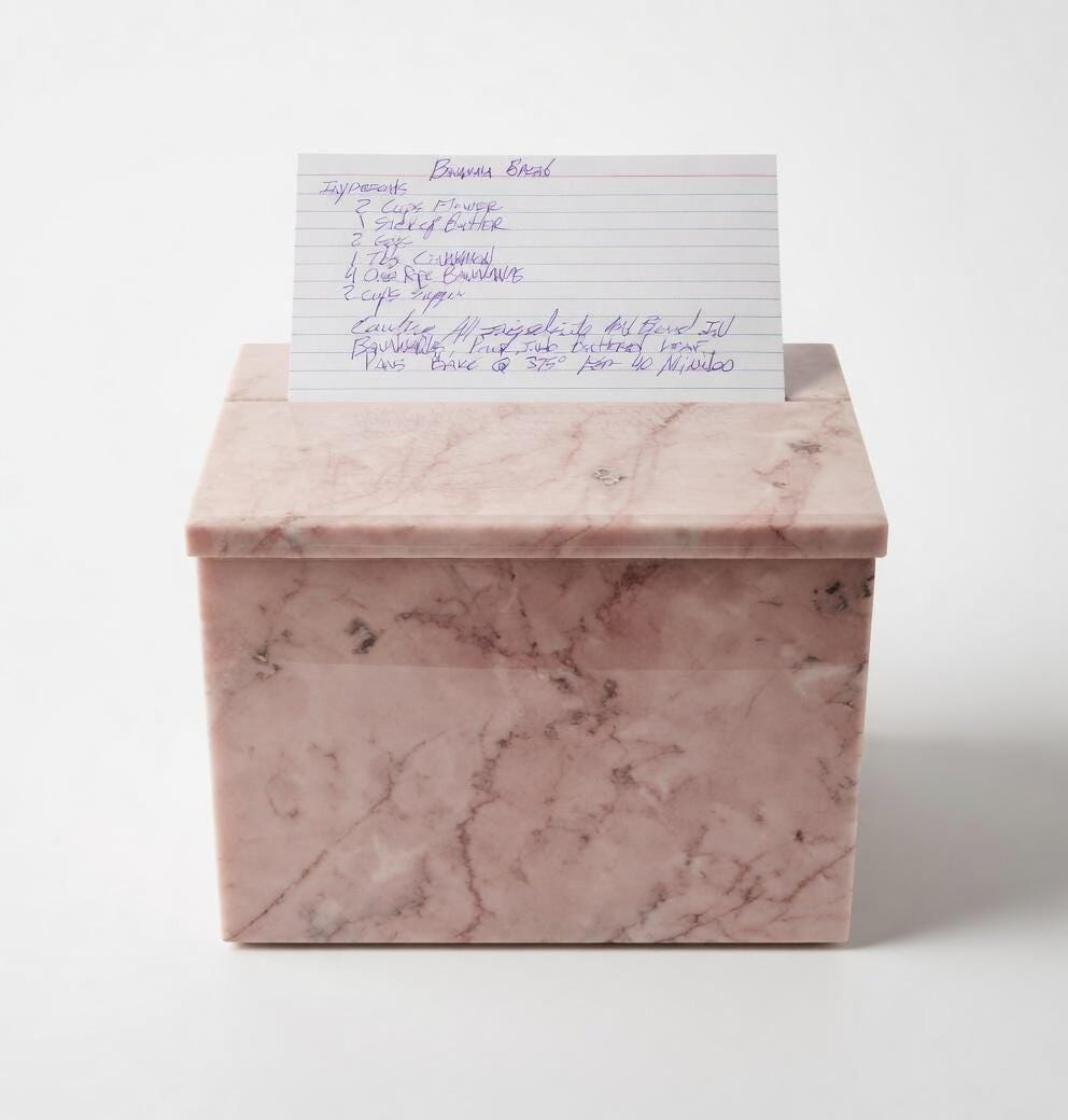 Coral Notte Marble Recipe Box 6"×4" height 4 1/2" fits 5×3 recipe cards Free Shipping