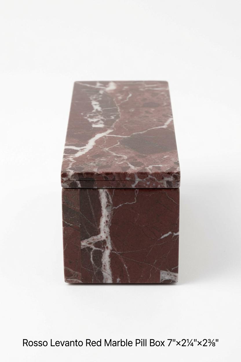Rosso Levanto Red Marble Pill box marble box 7"×2 1/4" height 2 3/8" box with weakly pill organizer FREE SHIPPING