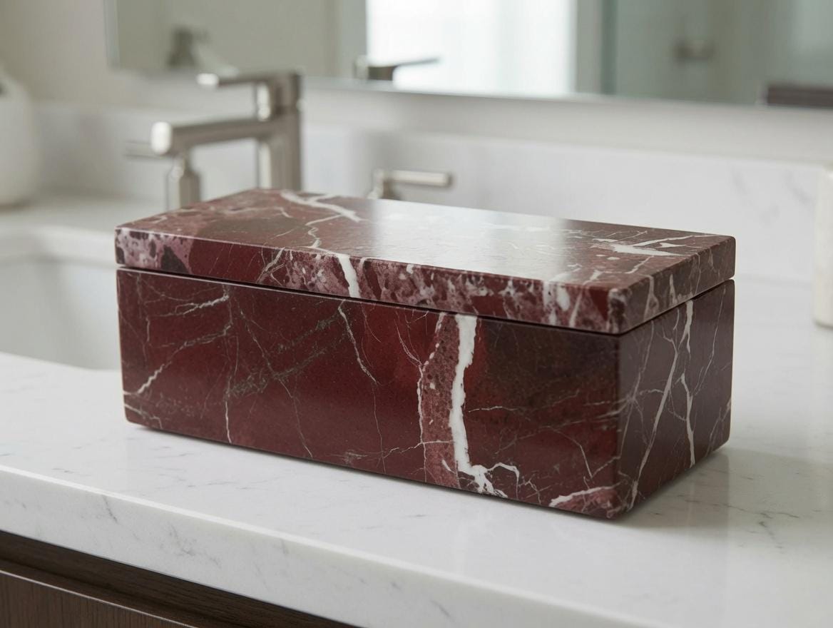 Rosso Levanto Red Marble Pill box marble box 7"×2 1/4" height 2 3/8" box with weakly pill organizer FREE SHIPPING