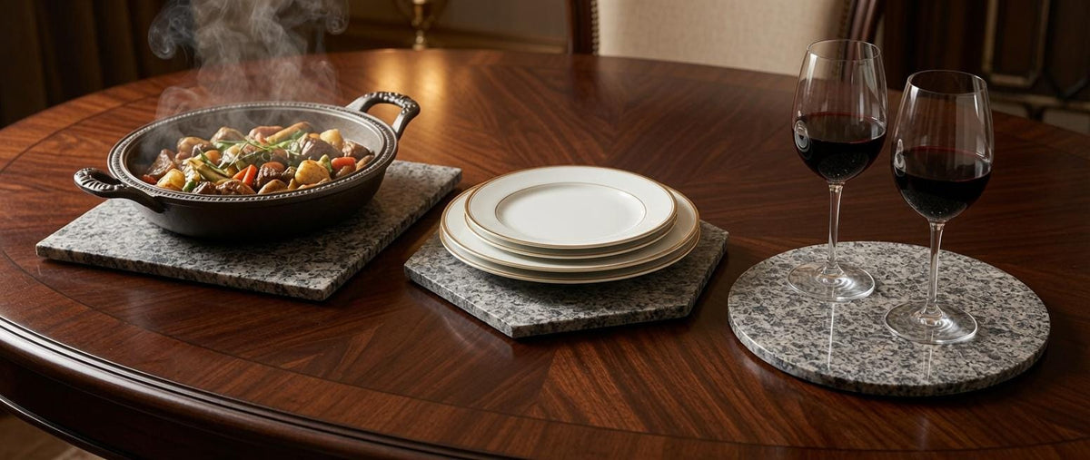 Beige Mara Granite Trivets,  Hot plate. Perfect to protect your table from hot pots 12" circle, also square, and hexagon. Free Shipping