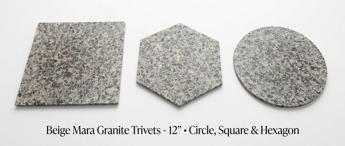 Beige Mara Granite Trivets,  Hot plate. Perfect to protect your table from hot pots 12" circle, also square, and hexagon. Free Shipping