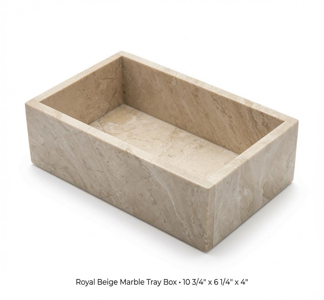 Royal Beige Marble tray/box 10 3/4" × 6 1/4" height 4" a perfect elegant storage box for office kitchen or anywhere free shipping