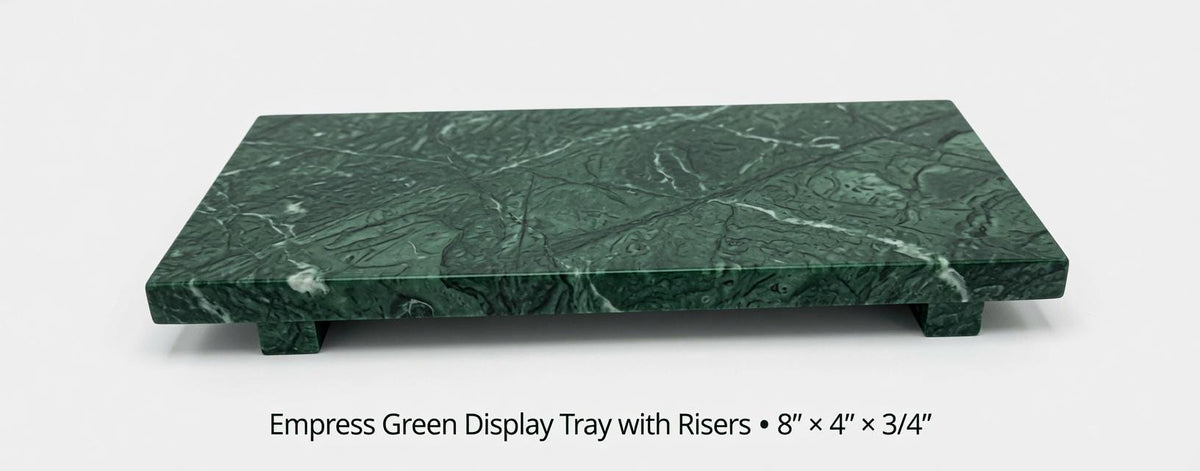 Marble display tray with risers available in many stone types an elegant bathroom addition.