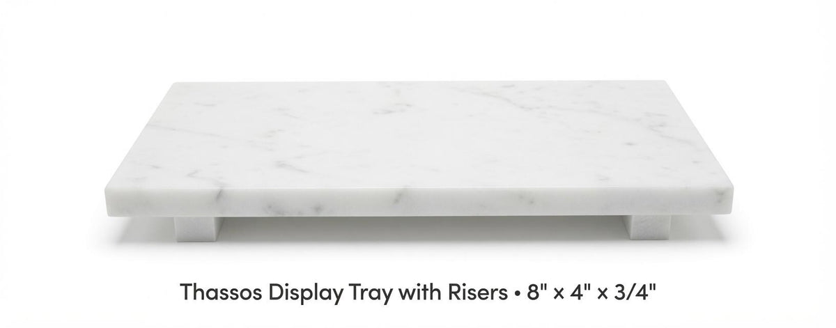 Marble display tray with risers available in many stone types an elegant bathroom addition.