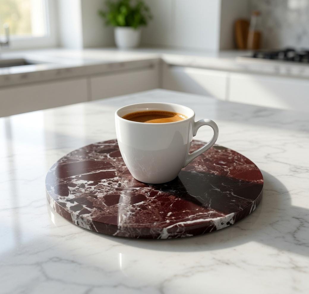 Rosso Levanto Red Marble Trivet,  Hot plate. Perfect to protect your table from hot pans 9" available in 3 shapes. circle, square, hexagon.