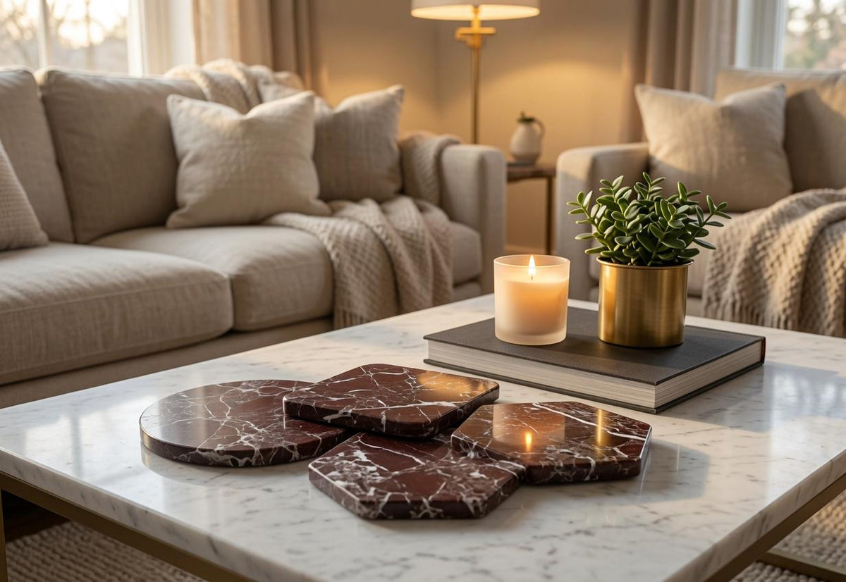 Rosso Levanto Red Marble Trivet,  Hot plate. Perfect to protect your table from hot pans 9" available in 3 shapes. circle, square, hexagon.