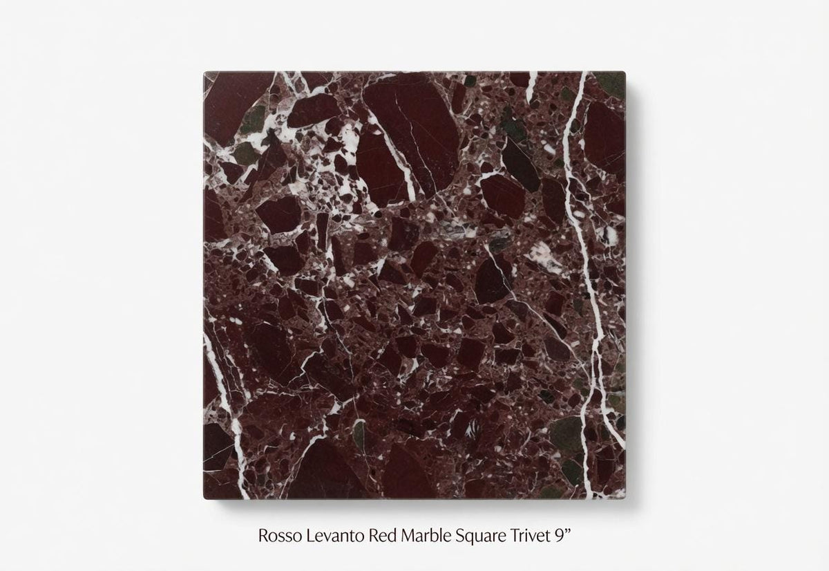 Rosso Levanto Red Marble Trivet,  Hot plate. Perfect to protect your table from hot pans 9" available in 3 shapes. circle, square, hexagon.