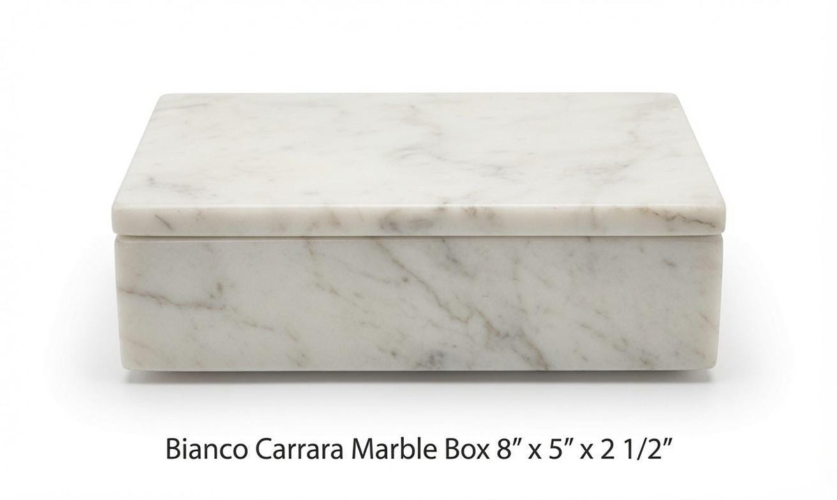 Handmade Bianco Carrara Marble Box 8"×5" height 2 1/2" or message for custom size Free Shipping