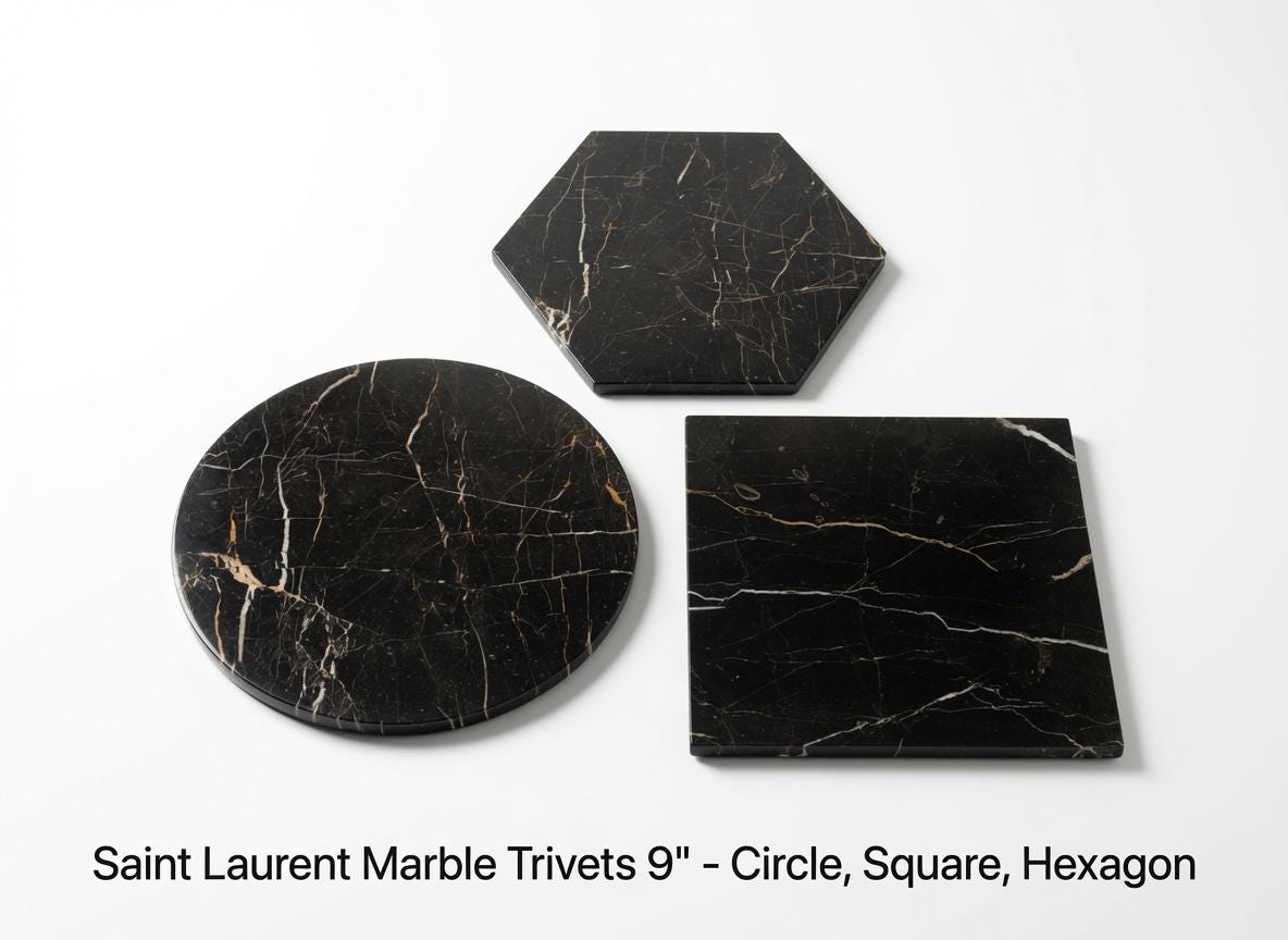 Saint Laurent Marble Trivets,  Hot plate. Perfect to protect your table from hot pots and pans 9" available in 3 shapes