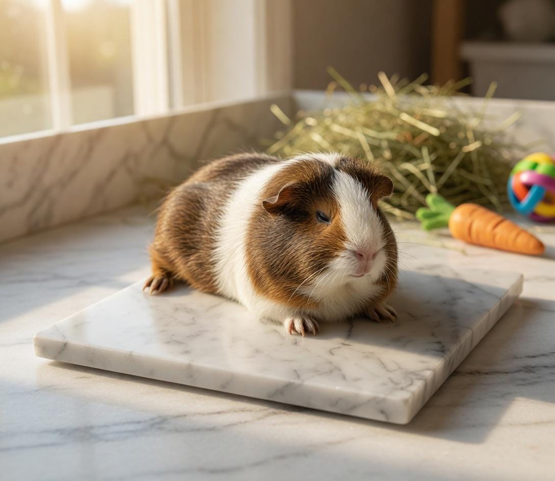 Marble, granite, Limestone, real stone cooling pad for Guinea Pig, Chinchilla,  Hamster etc... available in many sizes and stone types.