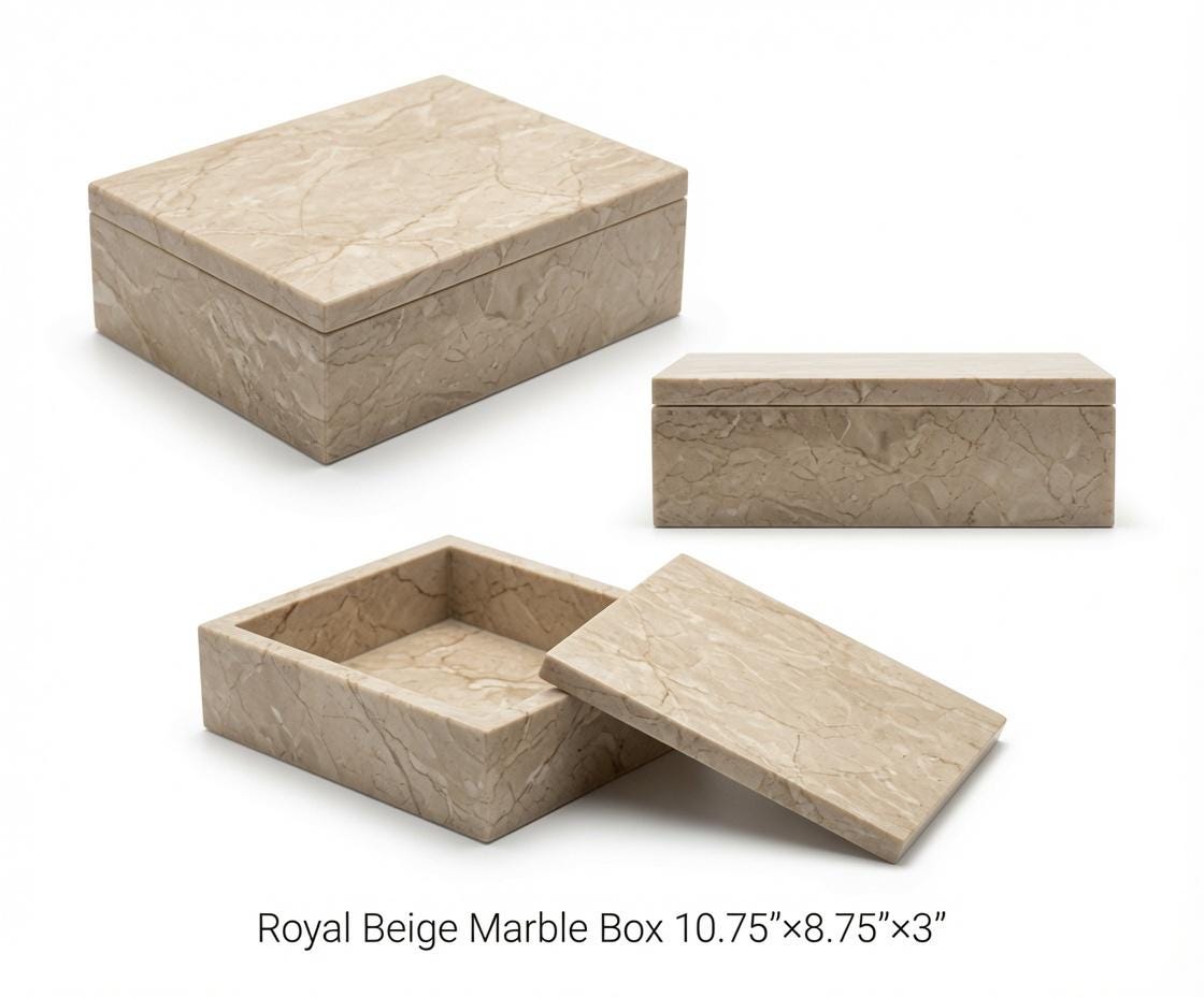 Handmade Granite / Marble Box 10 3/4"×8 3/4" height 3" available in variety of stone types and colors free shipping to The United States