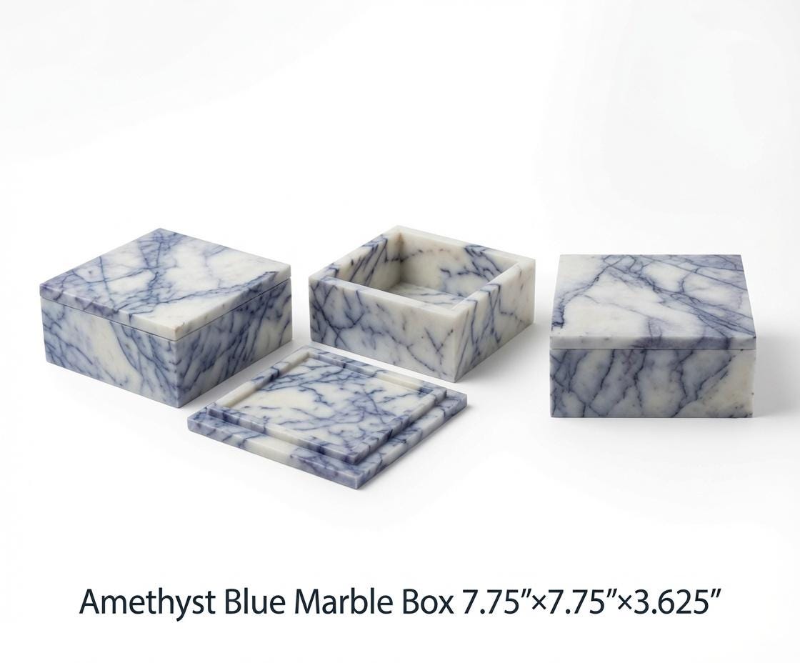 Handmade Marble Box  7 3/4"×7 3/4" height 3 5/8" Available in a variety of stone types and colors Free Shipping personalization available