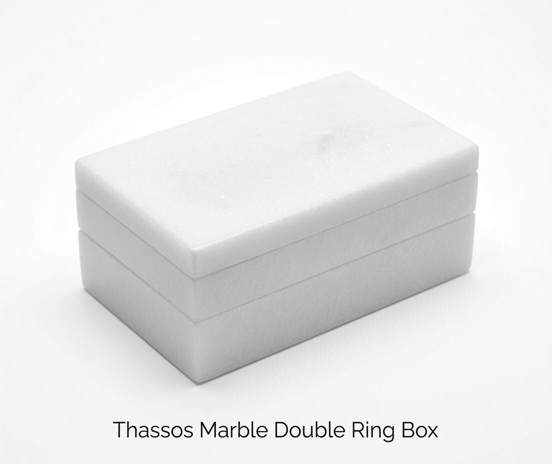Thassos Marble Double Ring Box a beautiful box perfect for a proposal or display a perfect keepsake that will be treasure forever