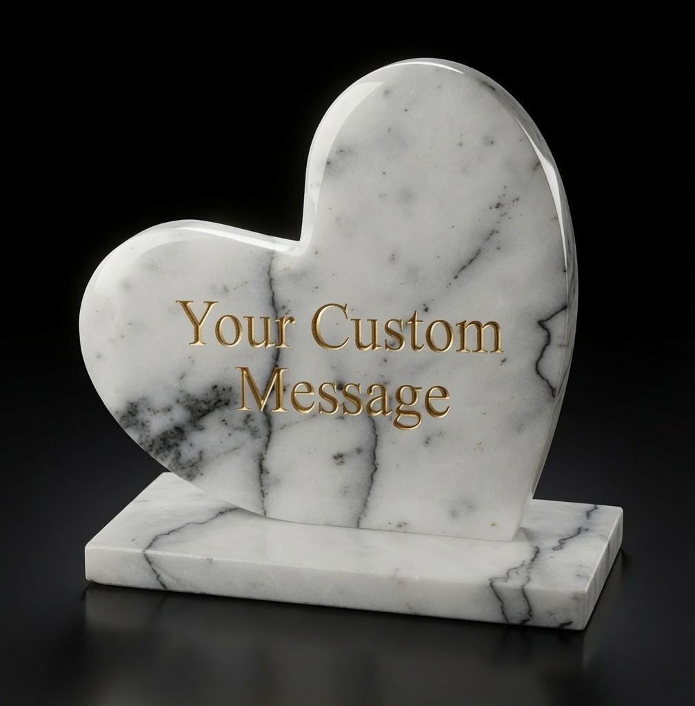 Amethyst Blue Marble Heart 4" polished heart on marble base (personalization engraving available) (your custom message)
