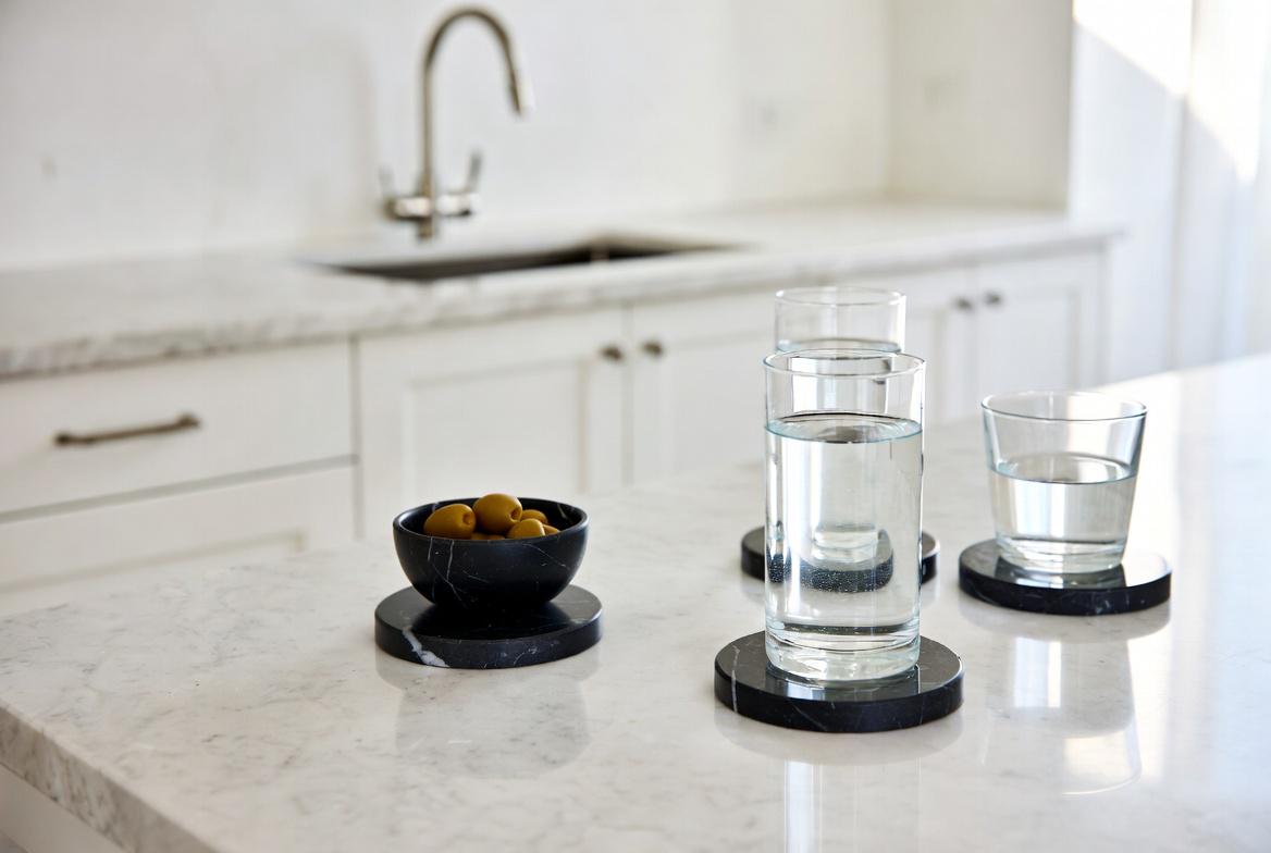 Mixed White Nero Marquina Marble Coasters Beautiful Black with white Handmade set of 4 coasters 4 round, 4 square or 2 of each