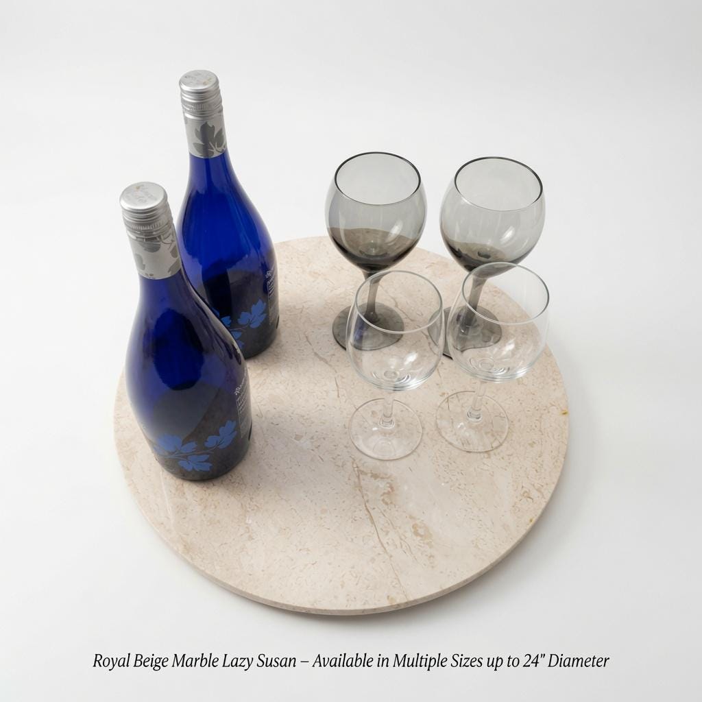 Royal Biege Marble Lazy Susan in many sizes up to 24" diameter FREE SHIPPING