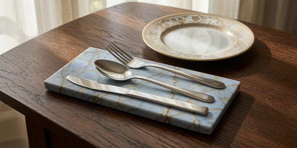 Sienna Azul Marble Silverware Platter(set of 4) for your Silverware and elegant dinner service beautiful pieces for your flatware