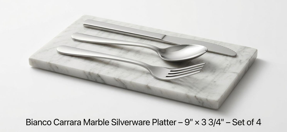 Bianco Carrara Marble Silverware Platter(4) for your Silverware and elegant dinner service beautiful pieces for your flatware FREE SHIPPING