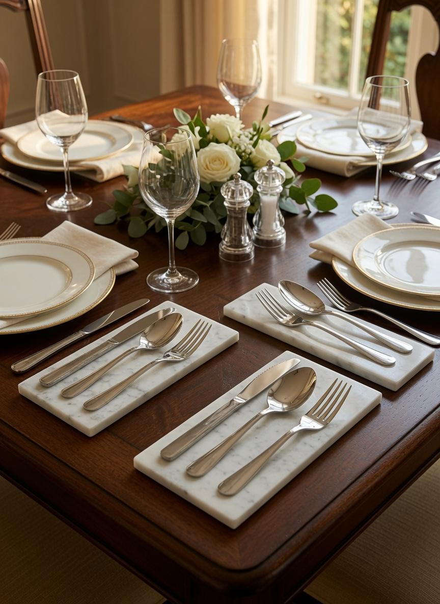 Bianco Carrara Marble Silverware Platter(4) for your Silverware and elegant dinner service beautiful pieces for your flatware FREE SHIPPING
