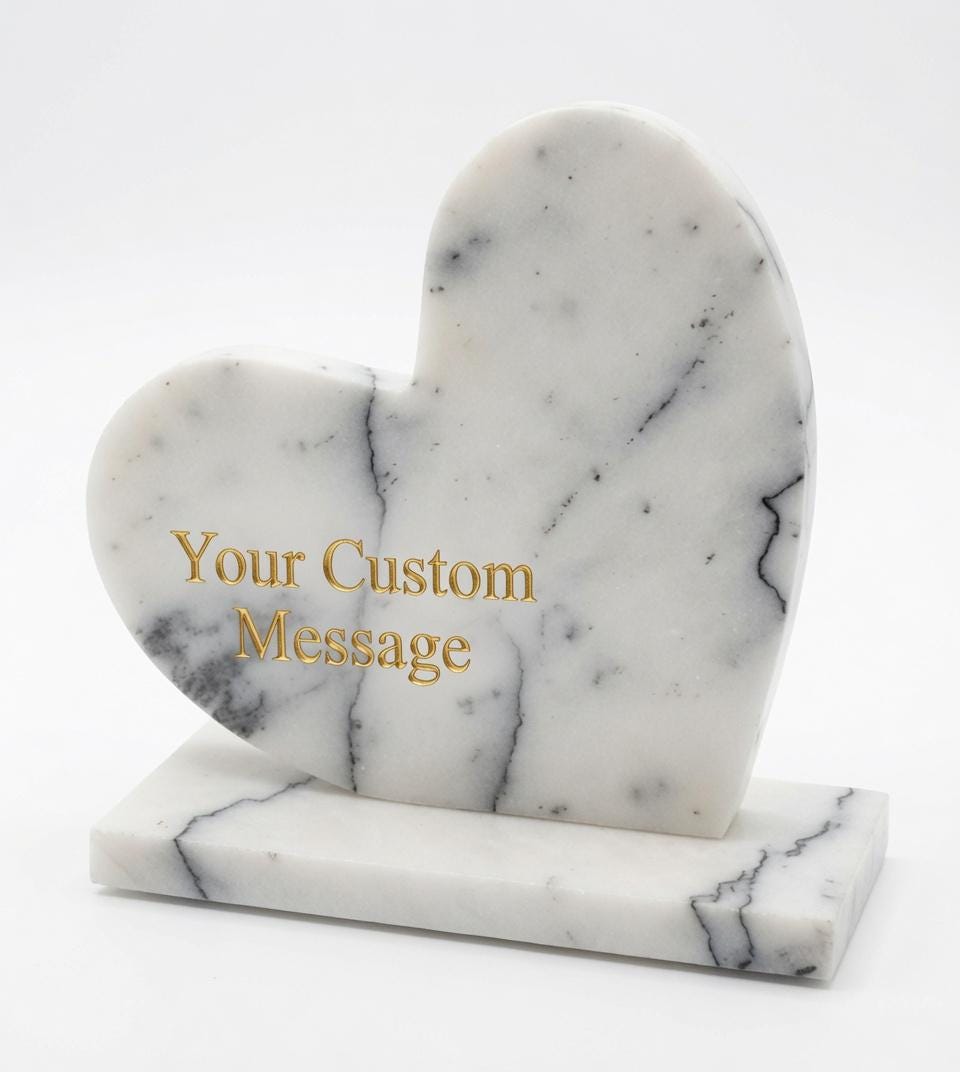 Amethyst Blue Marble Heart 6" polished heart on marble base (personalization engraving  available) (your custom message)
