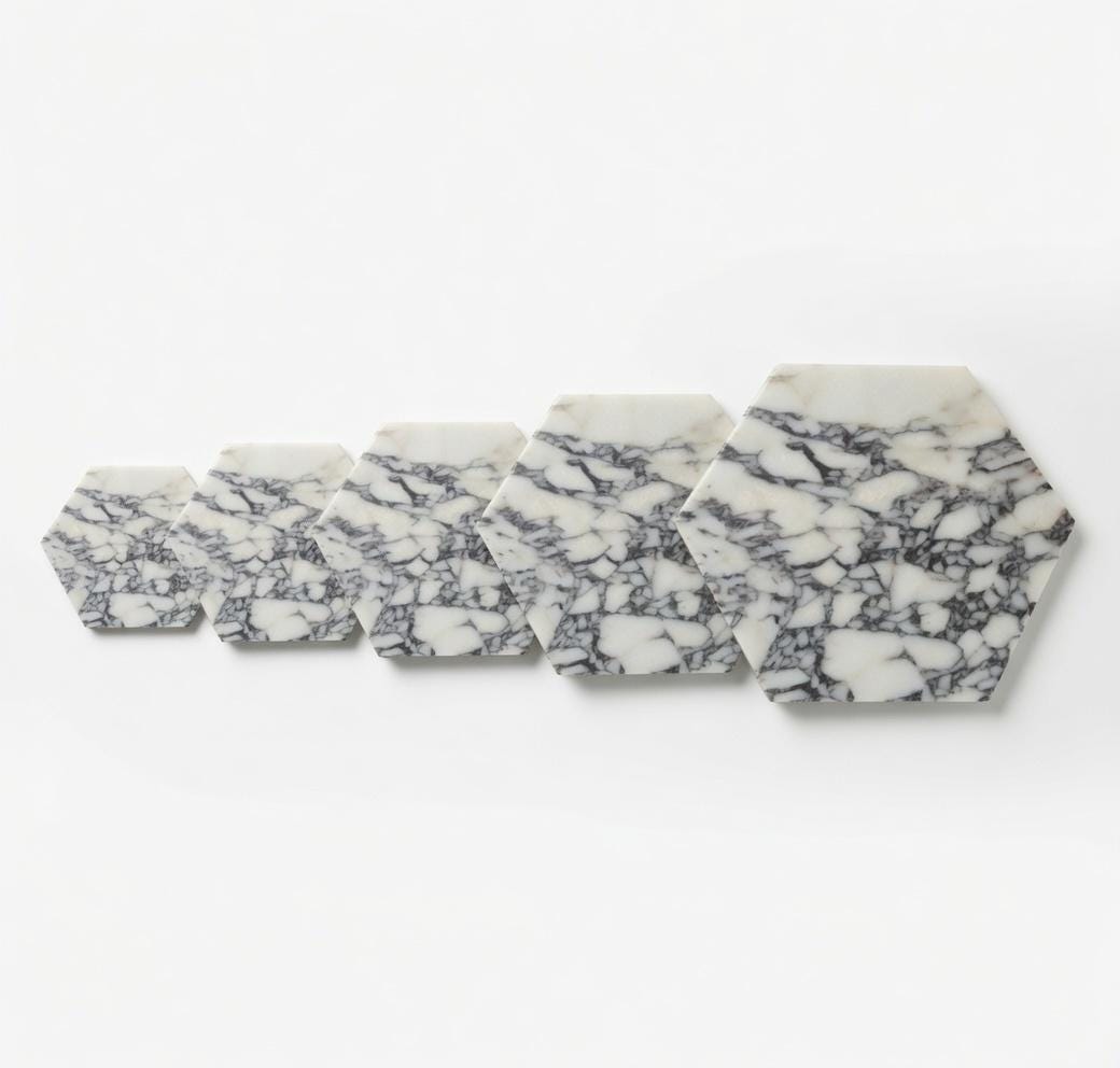 Amaretto Viola Purple Marble Hexagon Trivets / Tabletops / Decorative Marble Pieces in many sizes FREE SHIPPING