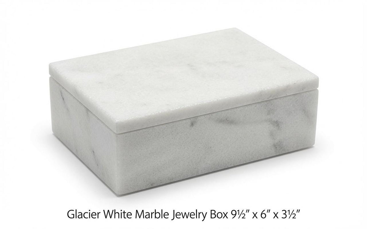 Glacier White Marble Jewelry Box 9 1/2" × 6" height 3 1/2" Two jewelry trays perfect and elegant Free Shipping