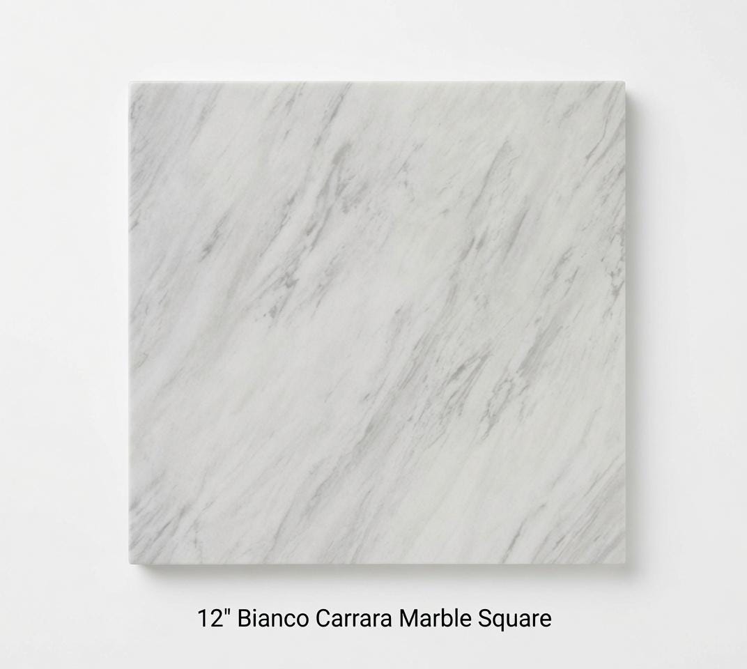 Handmade Bianco Carrara Marble,  Hot plate. Perfect to protect your table from hot pots and pans 12" available in 3 shapes.