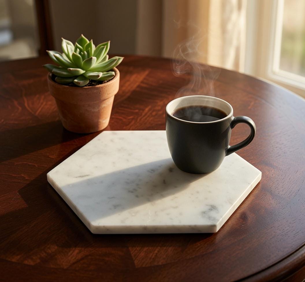 Handmade Stone Hexagon  Tray/Trivet Available in A variety of stone types and colors marble, granite, Limestone etc... Free Shipping
