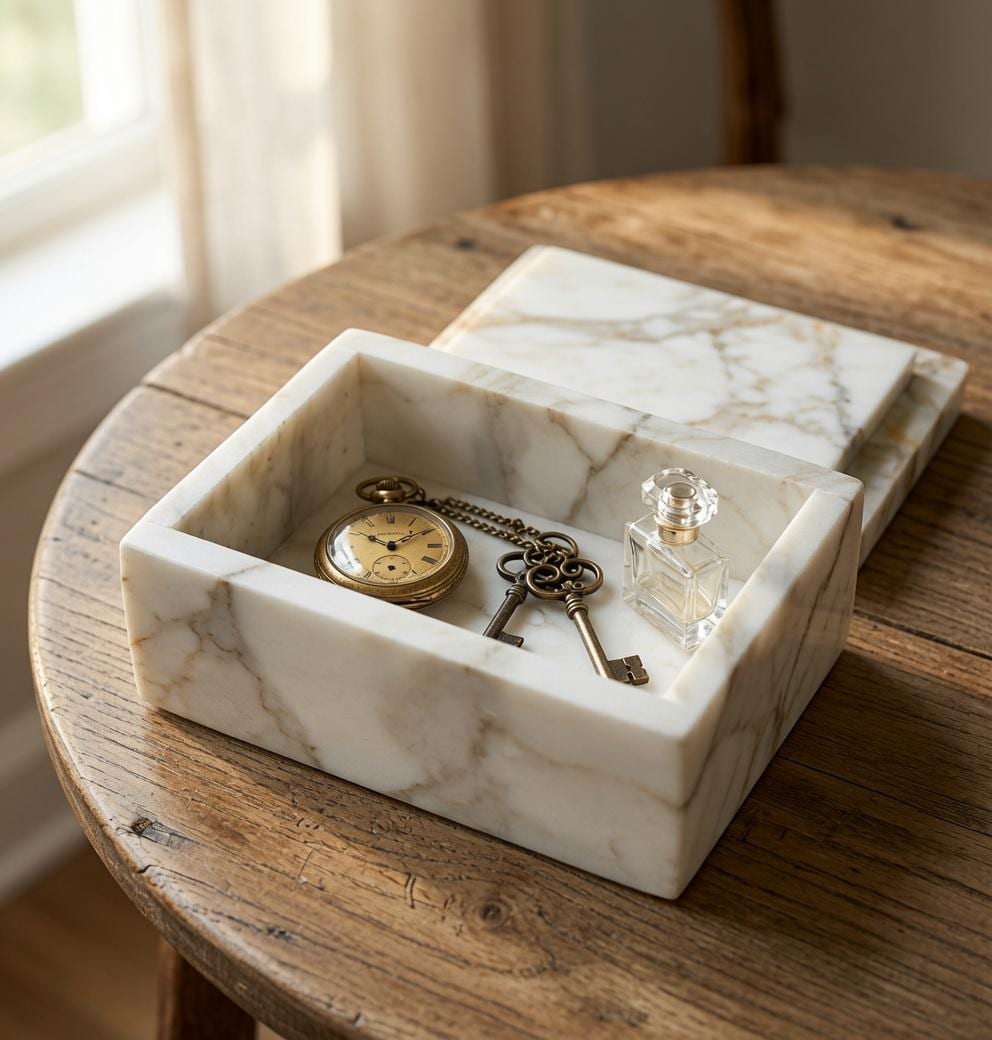 Calacatta Gold Marble Box 8"×5" height 2 1/2" or message for custom size beautiful creamy white and gold marble Free Shipping