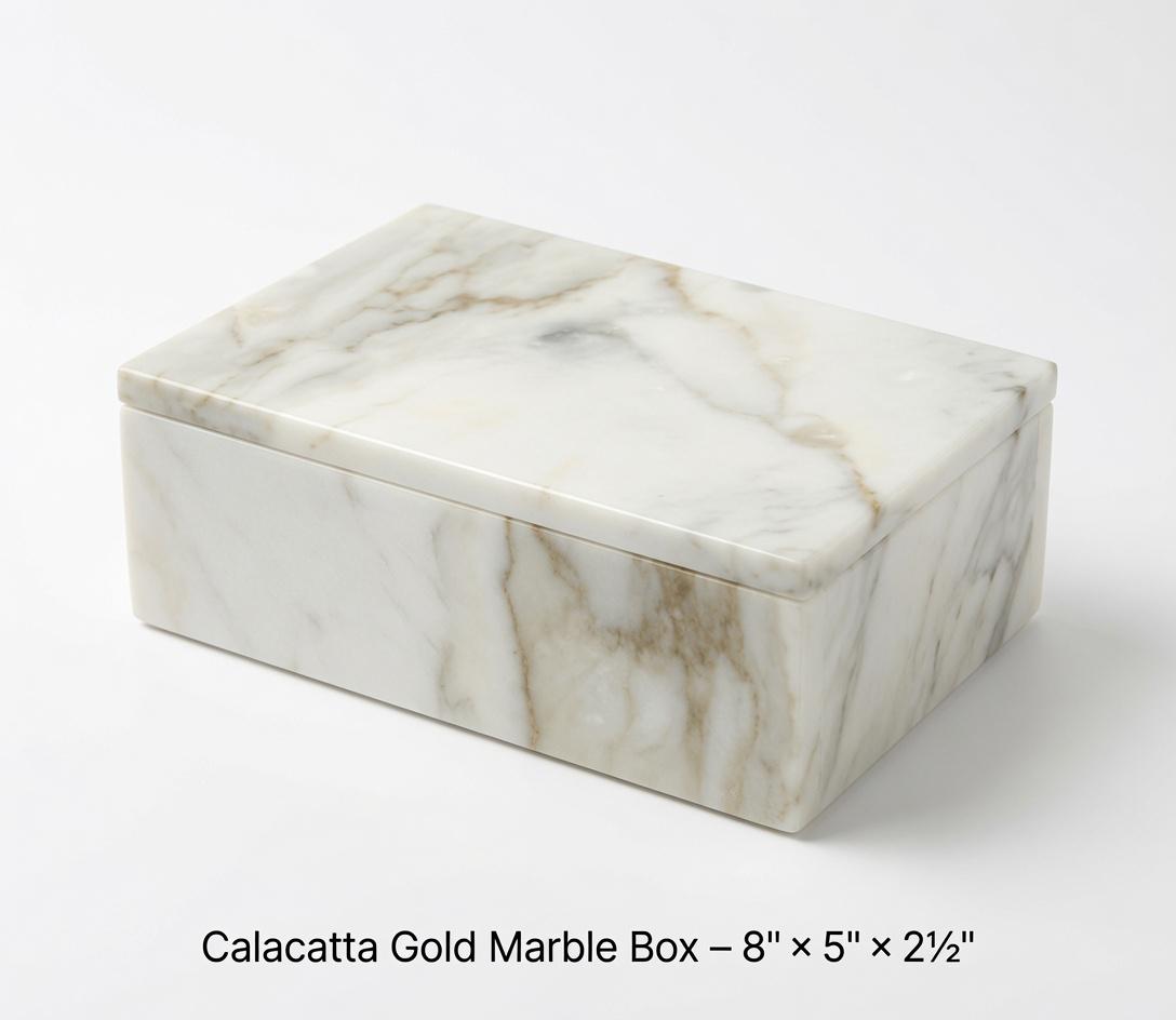 Calacatta Gold Marble Box 8"×5" height 2 1/2" or message for custom size beautiful creamy white and gold marble Free Shipping