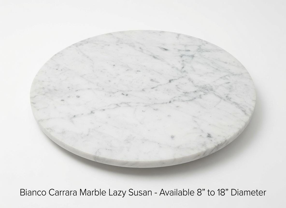 Handmade Bianca Carrara Marble Lazy Susan 8" -  18" diameter perfect for an elegant addition for your table FREE SHIPPING.