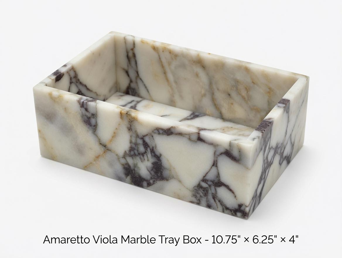 Amaretto Viola Marble tray/box 10 3/4" × 6 1/4" height 4" a perfect elegant storage box for office kitchen or anywhere free shipping
