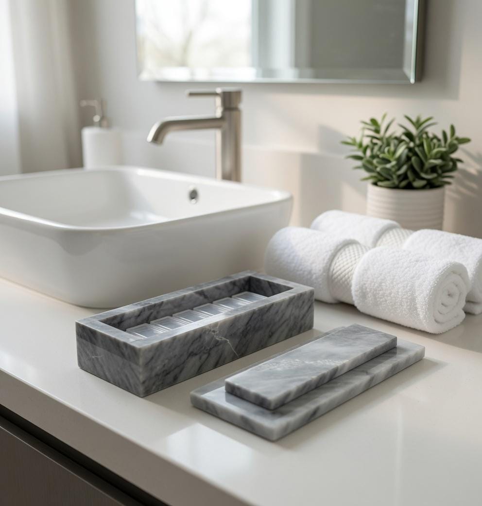 Vogue Gray Marble box container box 7 1/4"×2 1/2" height 2 5/8" with weakly pill organizer FREE SHIPPING