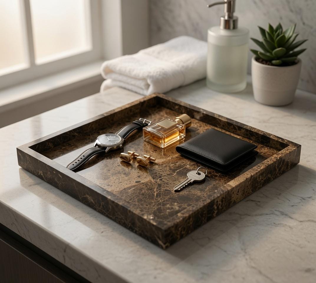 Emperador Dark Marble Tray 10" × 10" x 1"(height), Free Shipping Beautiful perfect for a housewarming gift. lovely centerpiece tray