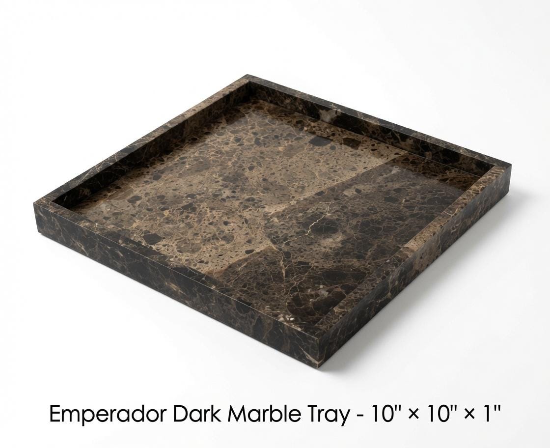 Emperador Dark Marble Tray 10" × 10" x 1"(height), Free Shipping Beautiful perfect for a housewarming gift. lovely centerpiece tray