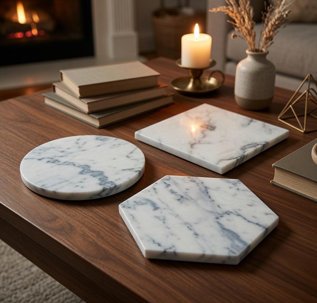Amethyst Blue Marble Trivets,  Hot plate. Perfect to protect your table from hot pans 9" available in 3 shapes. circle, square, hexagon.