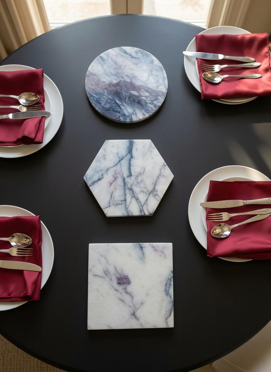 Amethyst Blue Marble Trivets,  Hot plate. Perfect to protect your table from hot pans 9" available in 3 shapes. circle, square, hexagon.
