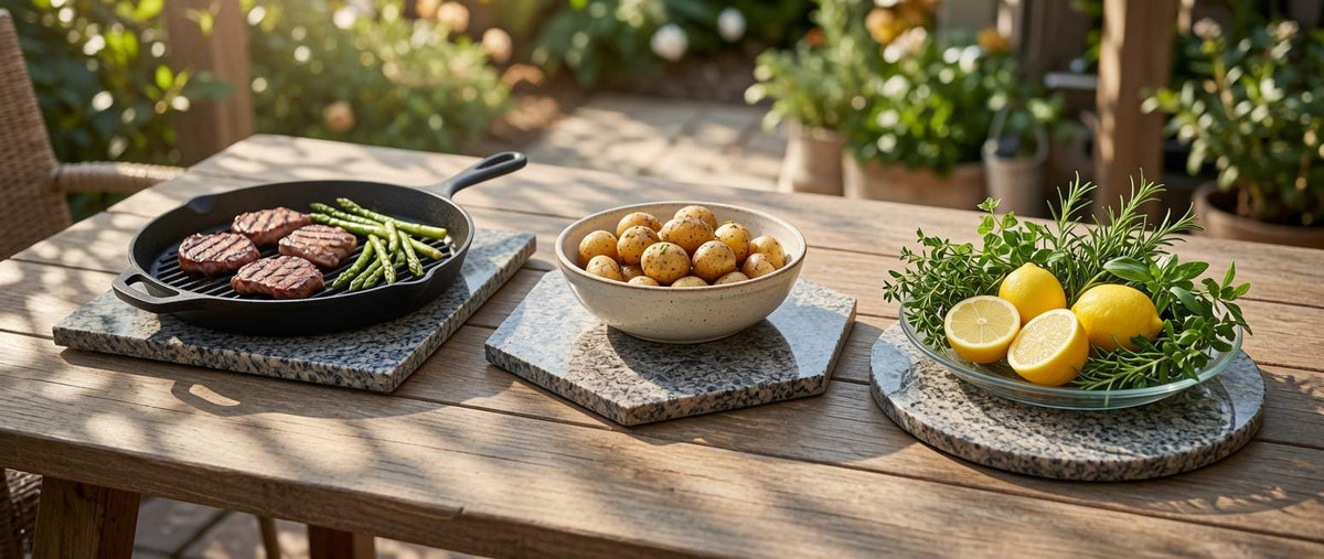 Beige Mara Granite Trivets,  Hot plate. Perfect to protect your table from hot pots 9" circle, also square, and hexagon. Free Shipping