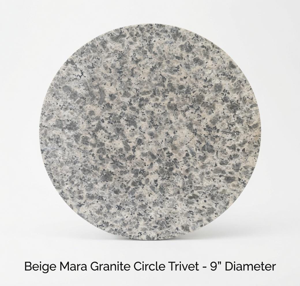 Beige Mara Granite Trivets,  Hot plate. Perfect to protect your table from hot pots 9" circle, also square, and hexagon. Free Shipping